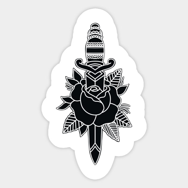 HomeSchoolTattoo Dagger and Rose Sticker by HomeSchoolTattoo